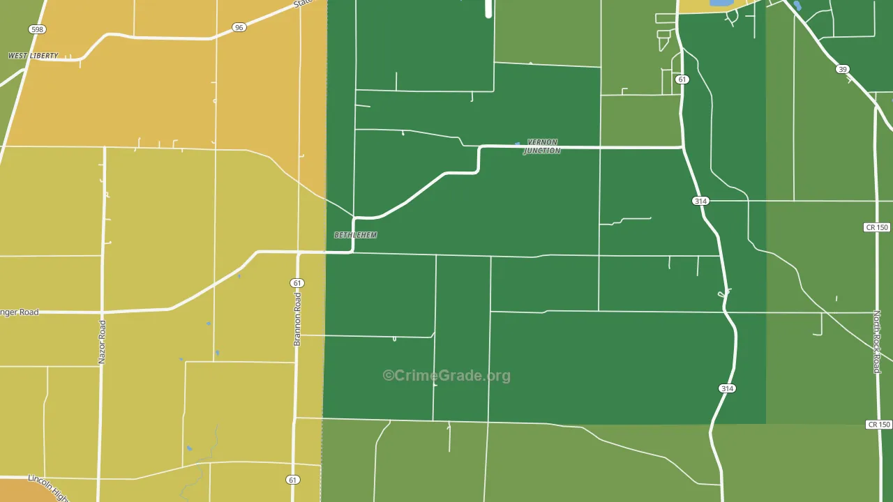 Bethlehem, OH Map of Vandalism Rates