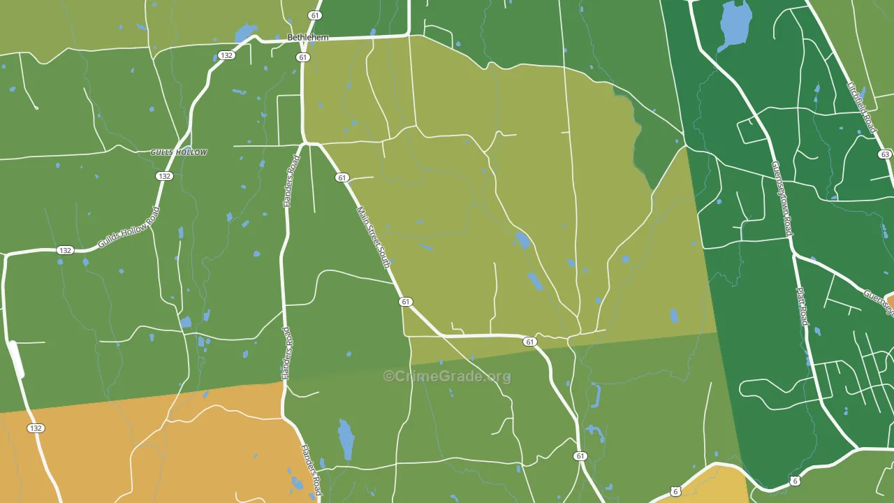 Bethlehem Village, CT Map of Vandalism Rates