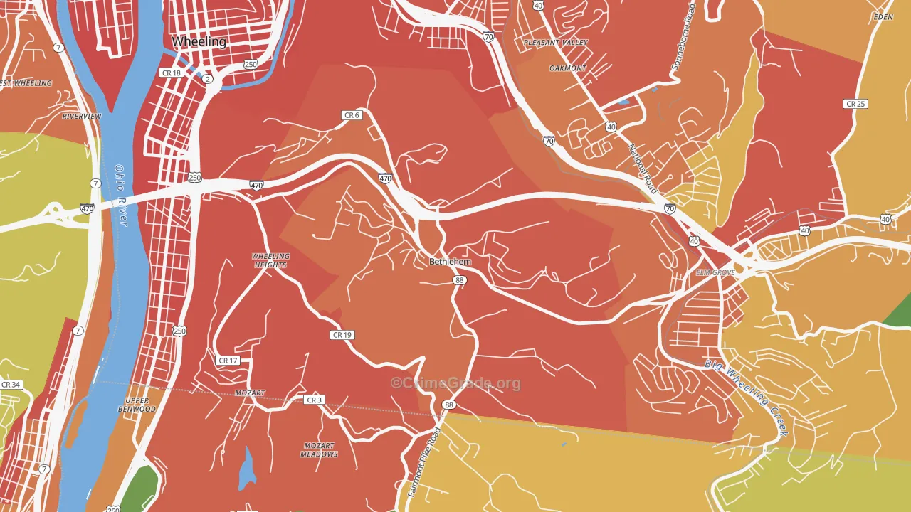 Bethlehem, WV Map of Vandalism Rates