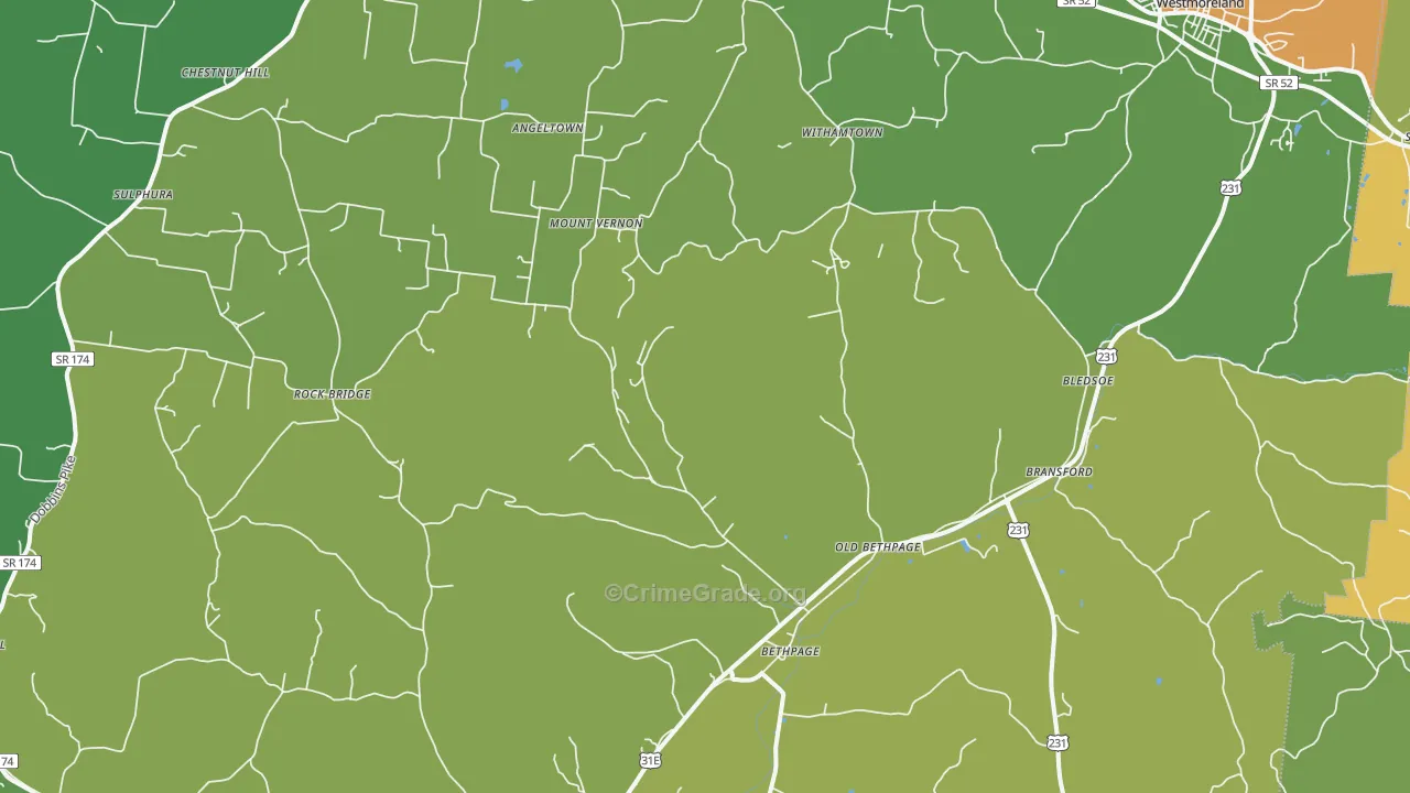 Bethpage, TN Map of Vandalism Rates