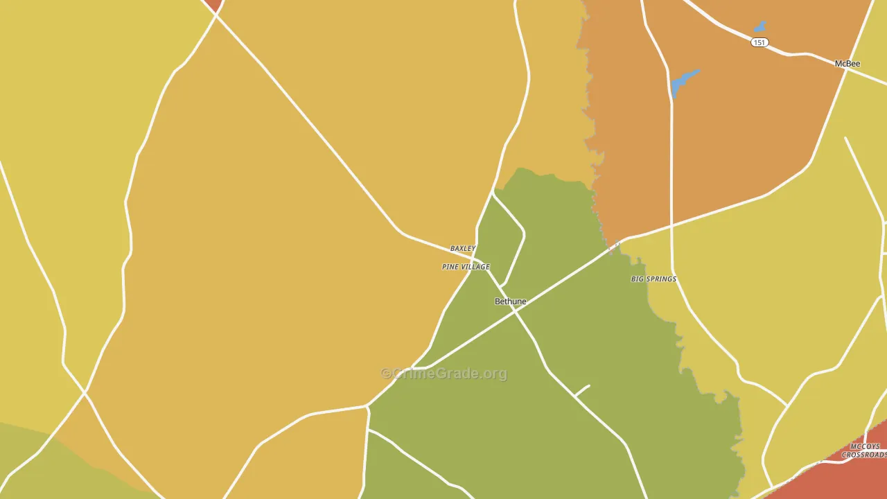 Bethune, SC Map of Vandalism Rates