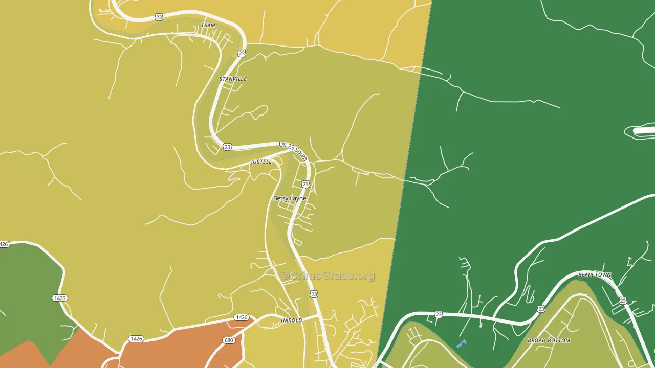 Betsy Layne, KY Map of Vandalism Rates
