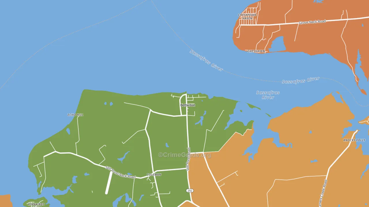 Betterton, MD Map of Vandalism Rates