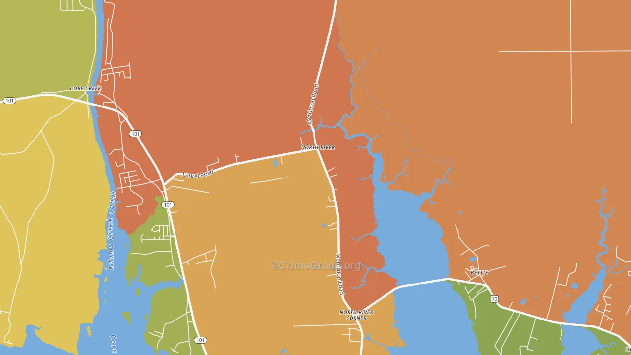 Bettie, NC Map of Vandalism Rates