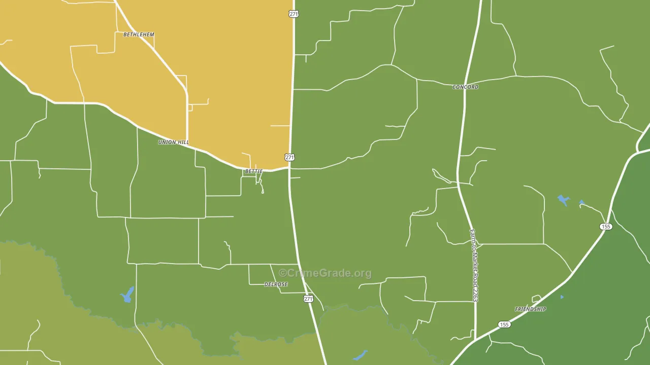 Bettie, TX Map of Vandalism Rates