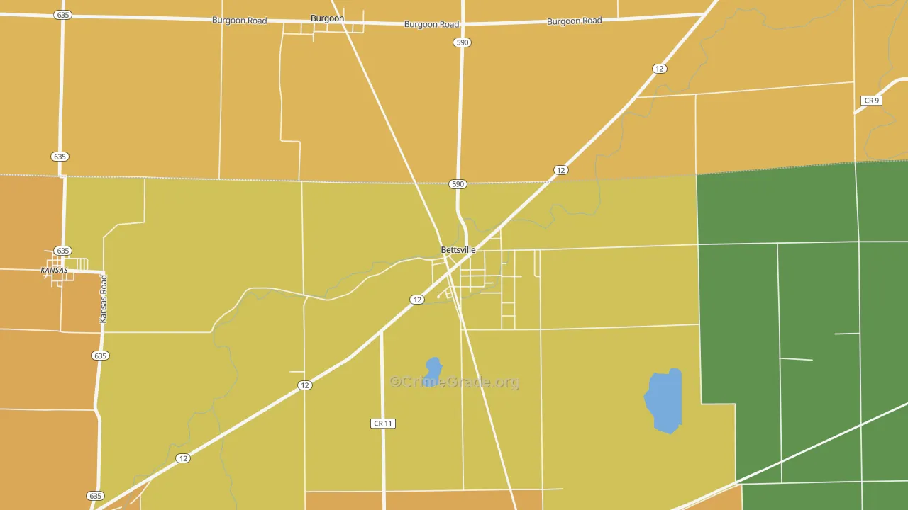 Bettsville, OH Map of Vandalism Rates