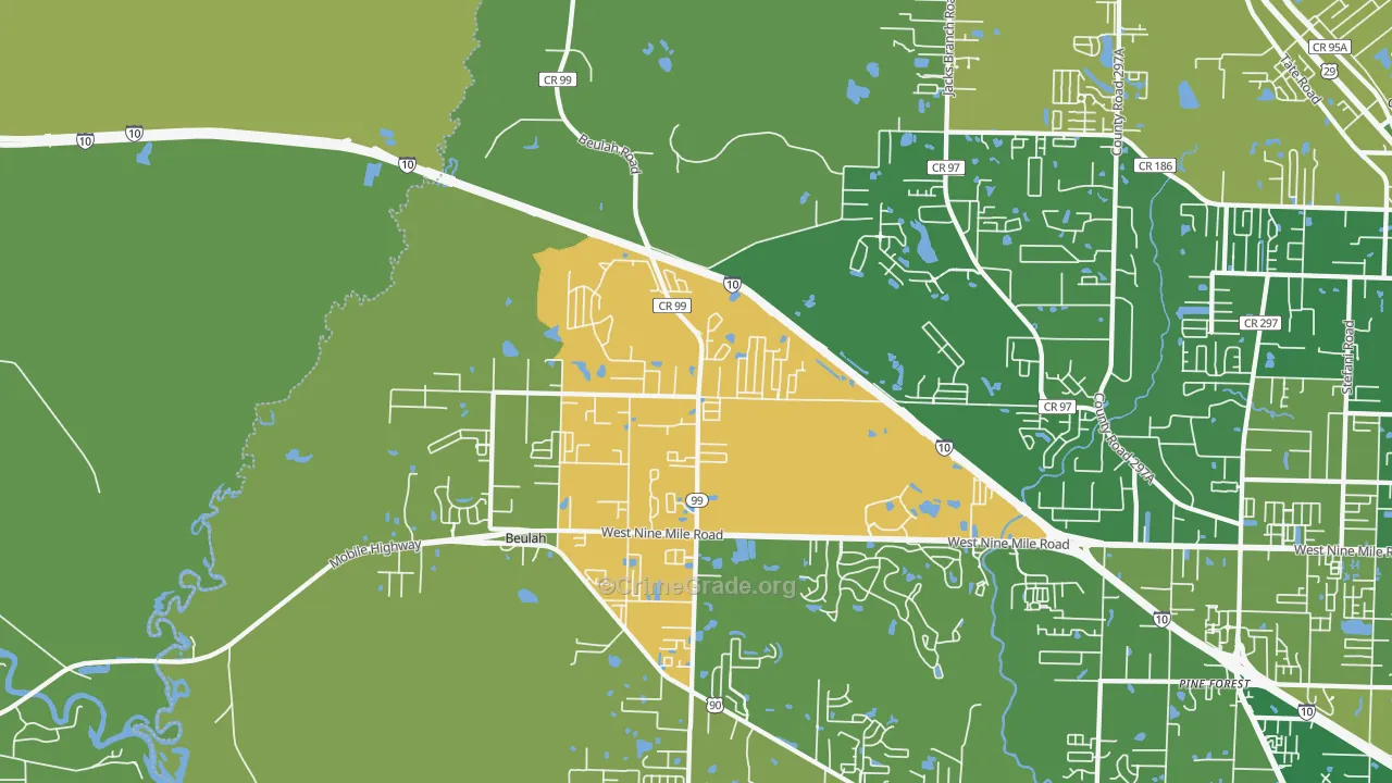 Beulah, FL Map of Vandalism Rates