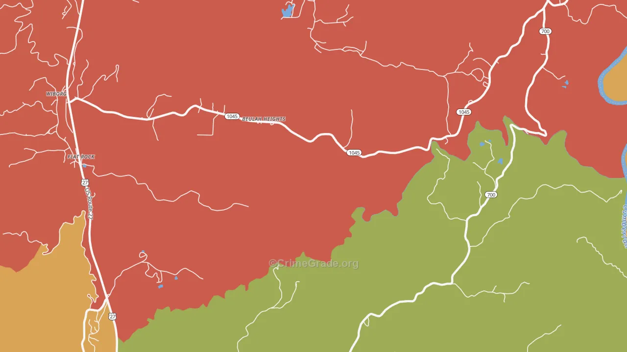 Beulah Heights, KY Map of Vandalism Rates
