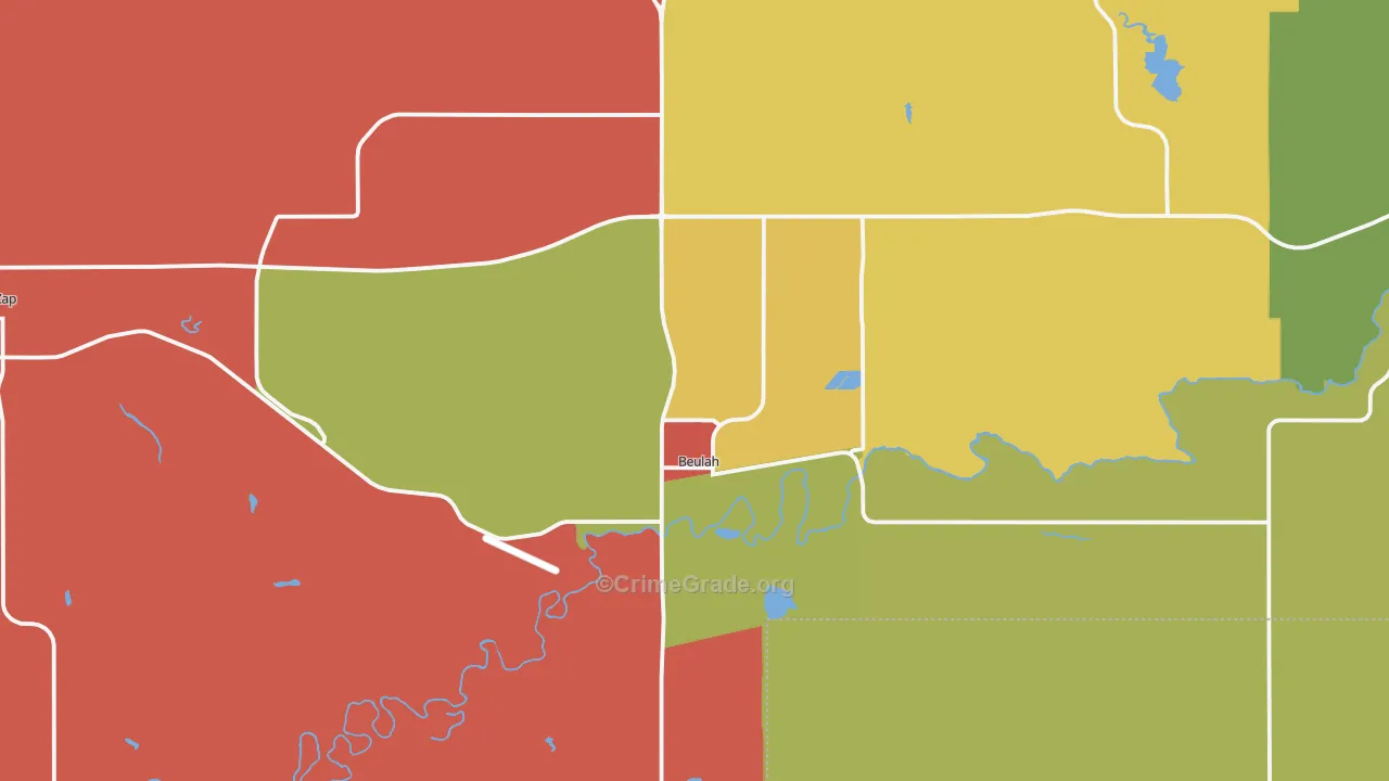 Beulah, ND Map of Vandalism Rates