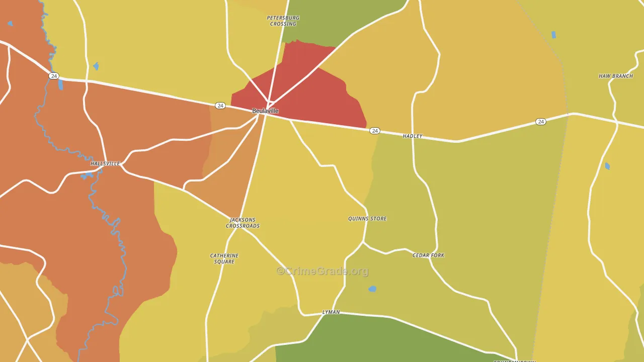 Beulaville, NC Map of Vandalism Rates