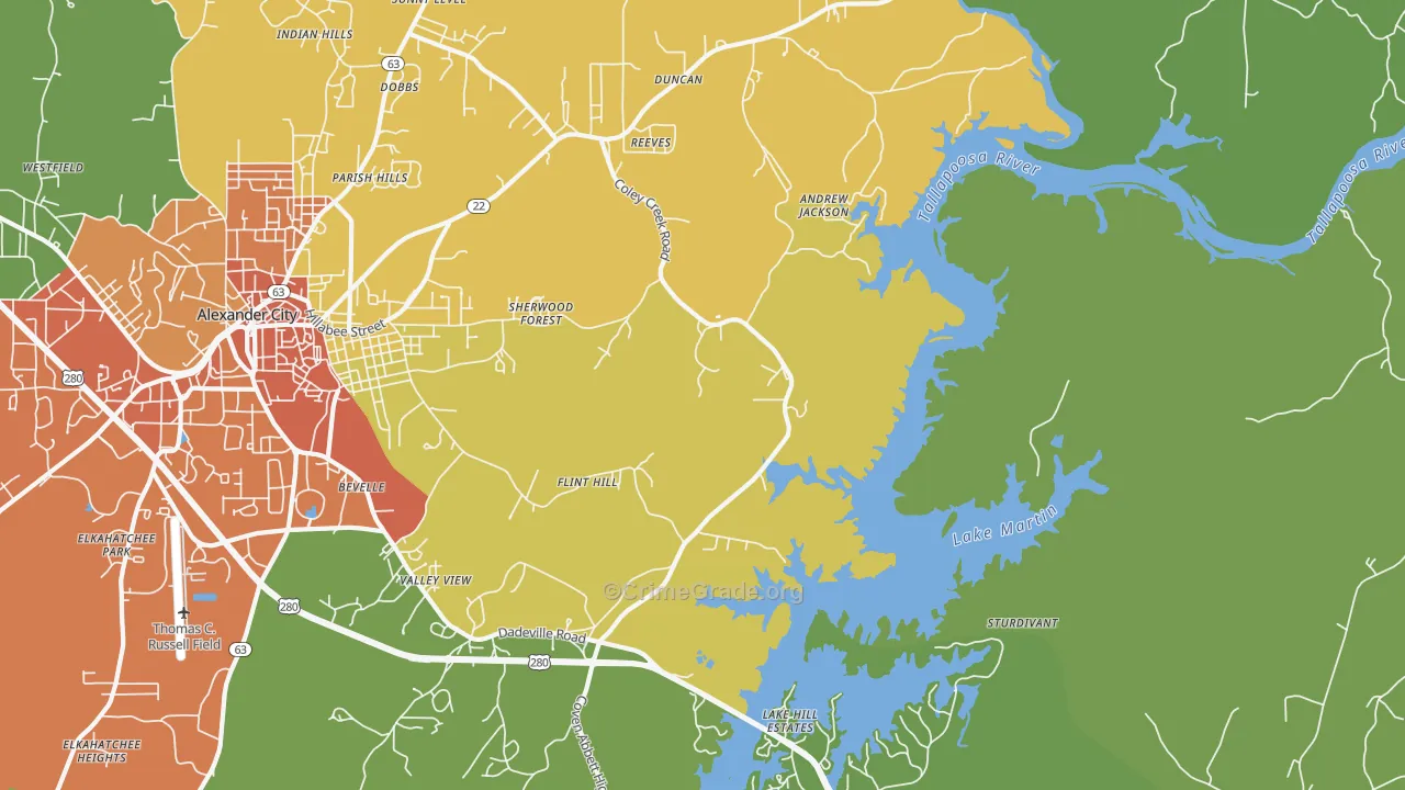 Bevelle, AL Map of Vandalism Rates