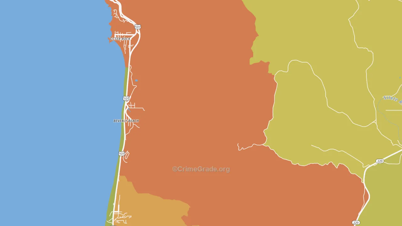 Beverly Beach, OR Map of Vandalism Rates