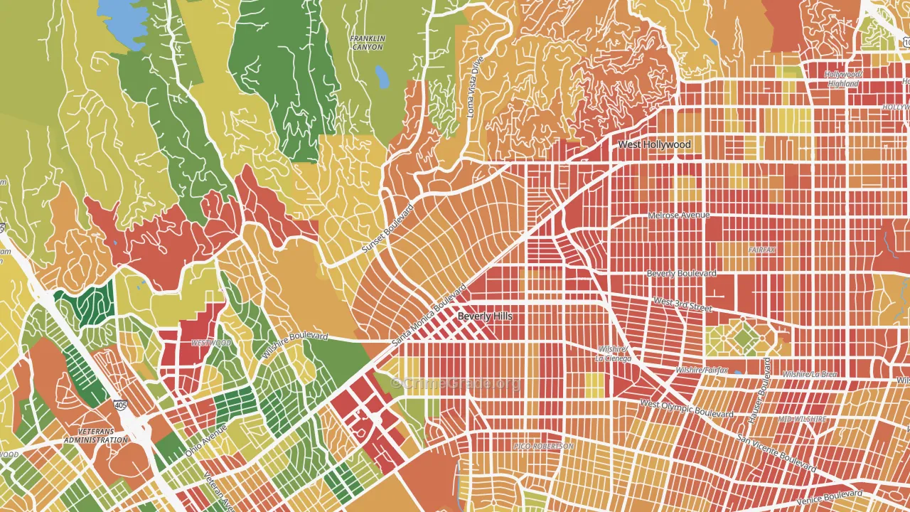 Beverly Hills, CA Map of Vandalism Rates