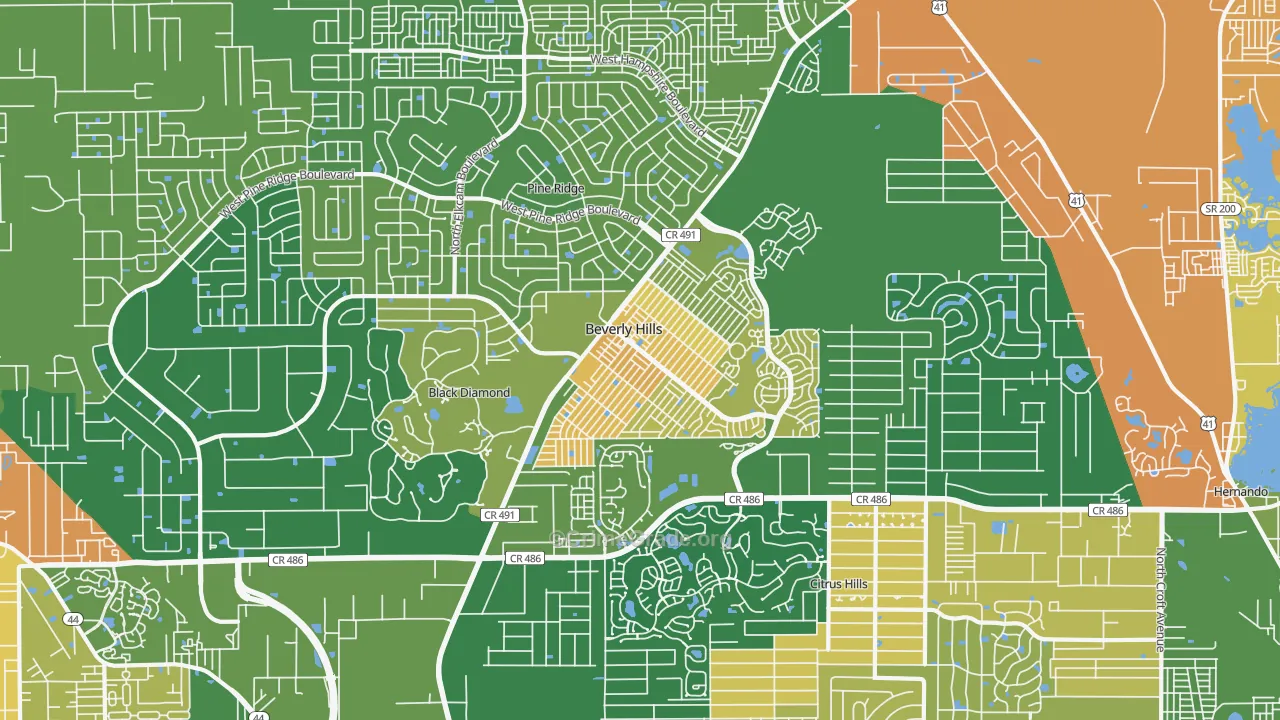 Beverly Hills, FL Map of Vandalism Rates