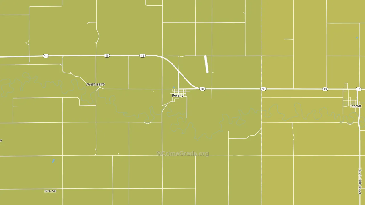 Beverly, KS Map of Vandalism Rates