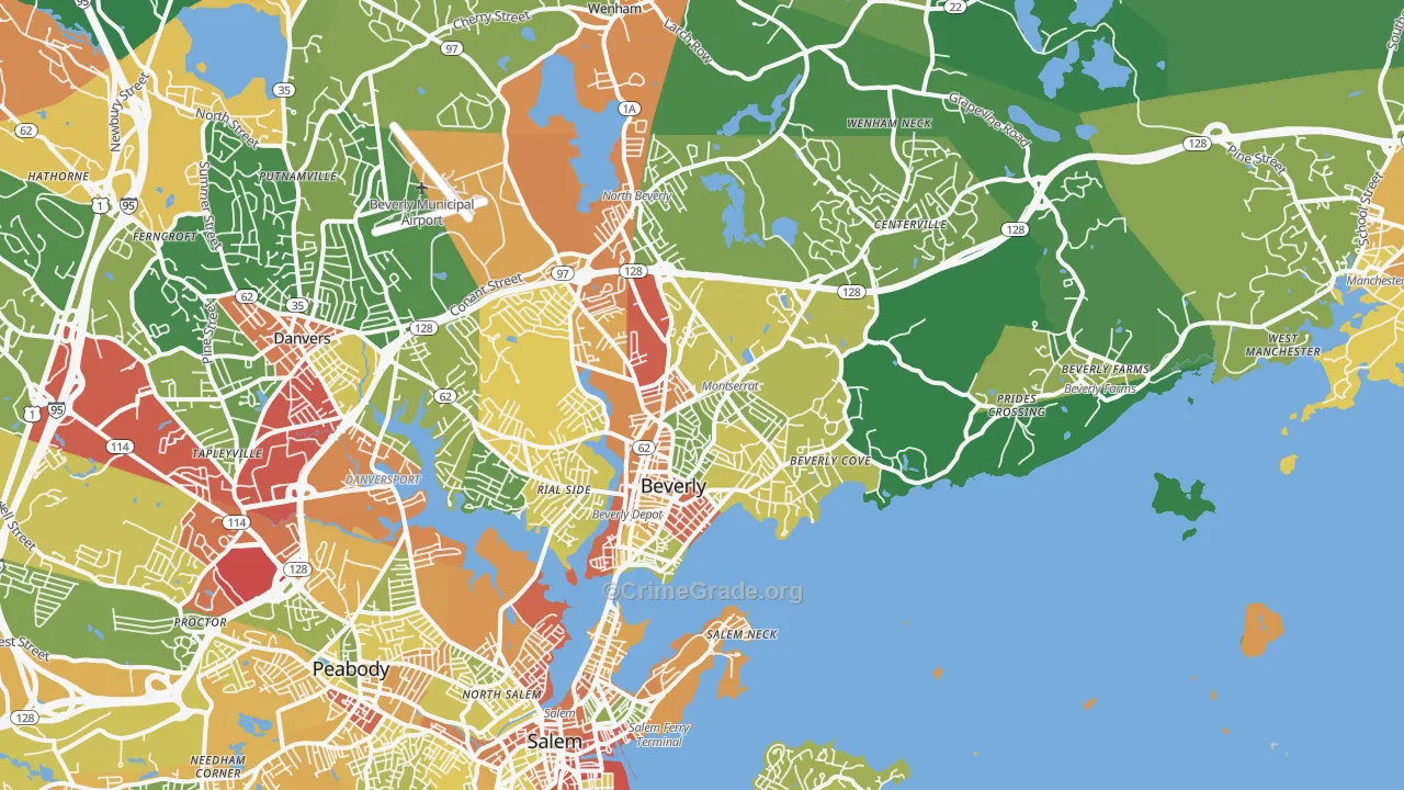 Beverly, MA Map of Vandalism Rates