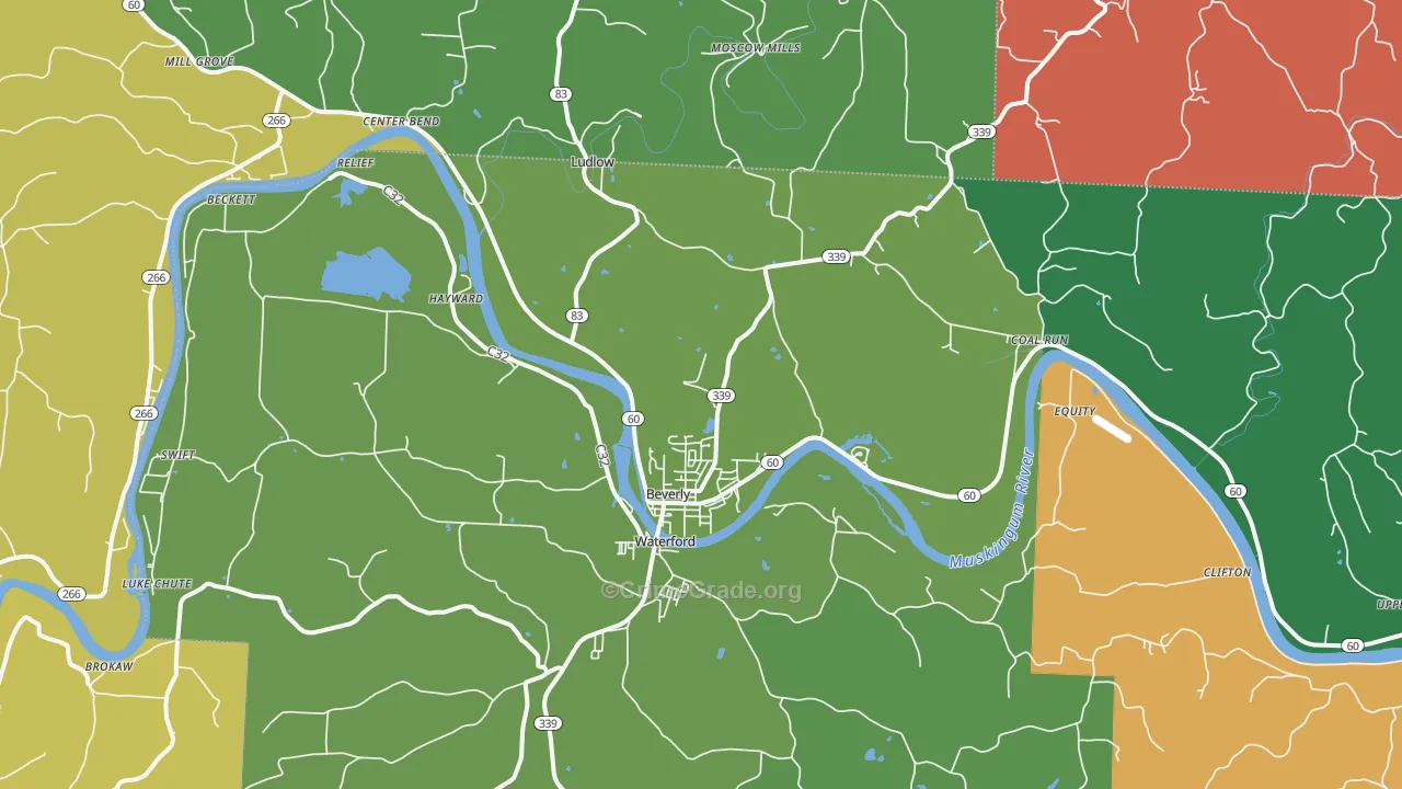 Beverly, OH Map of Vandalism Rates