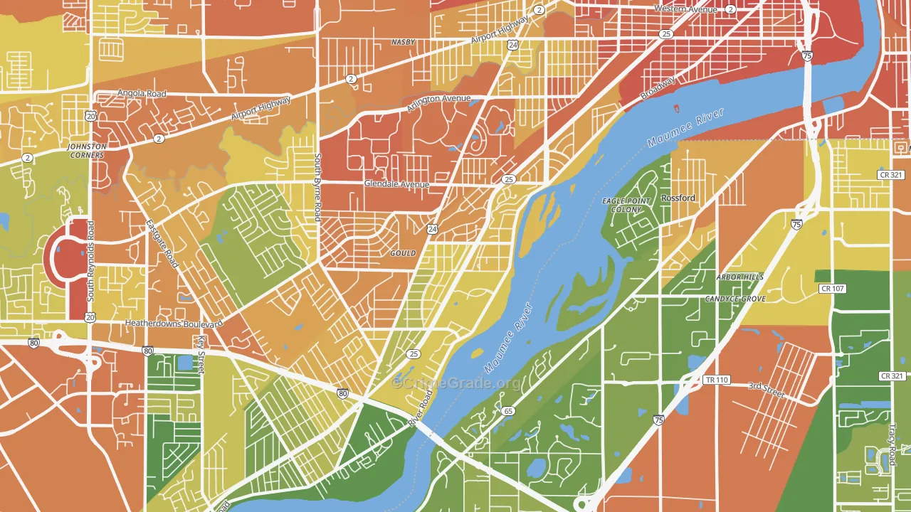 Beverly, Toledo, OH Map of Vandalism Rates