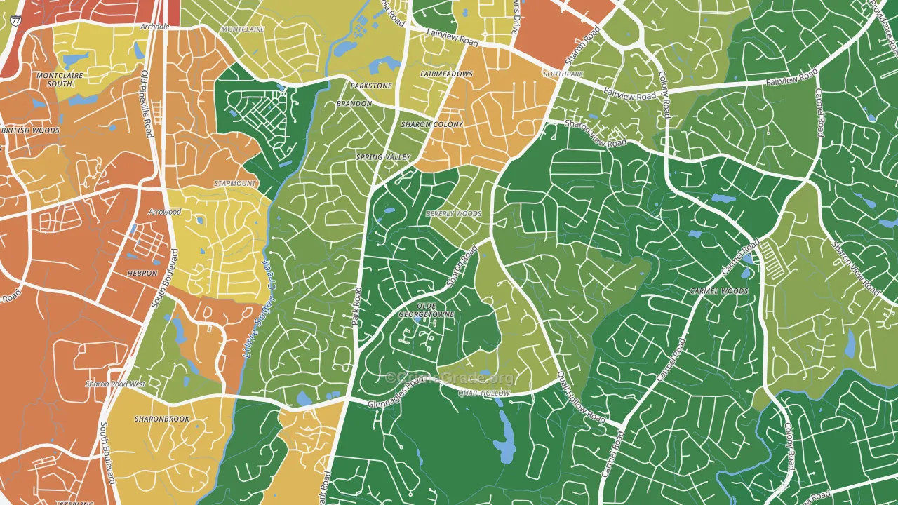 Beverly Woods, Charlotte, NC Map of Vandalism Rates