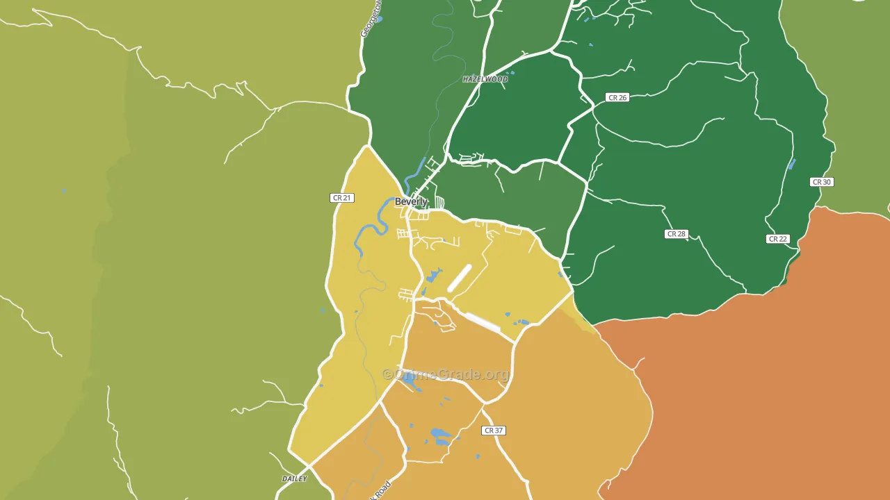 Beverly, WV Map of Vandalism Rates