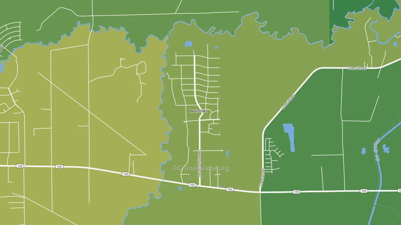 Bevil Oaks, TX Map of Vandalism Rates