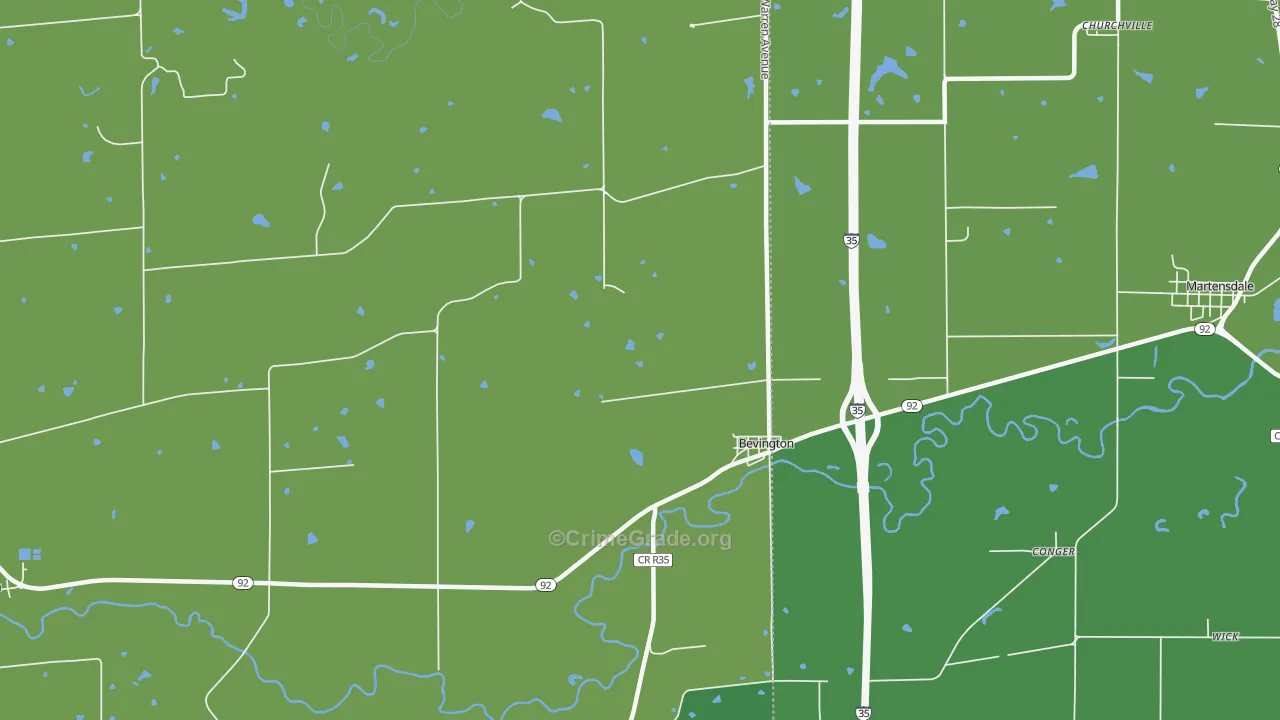 Bevington, IA Map of Vandalism Rates