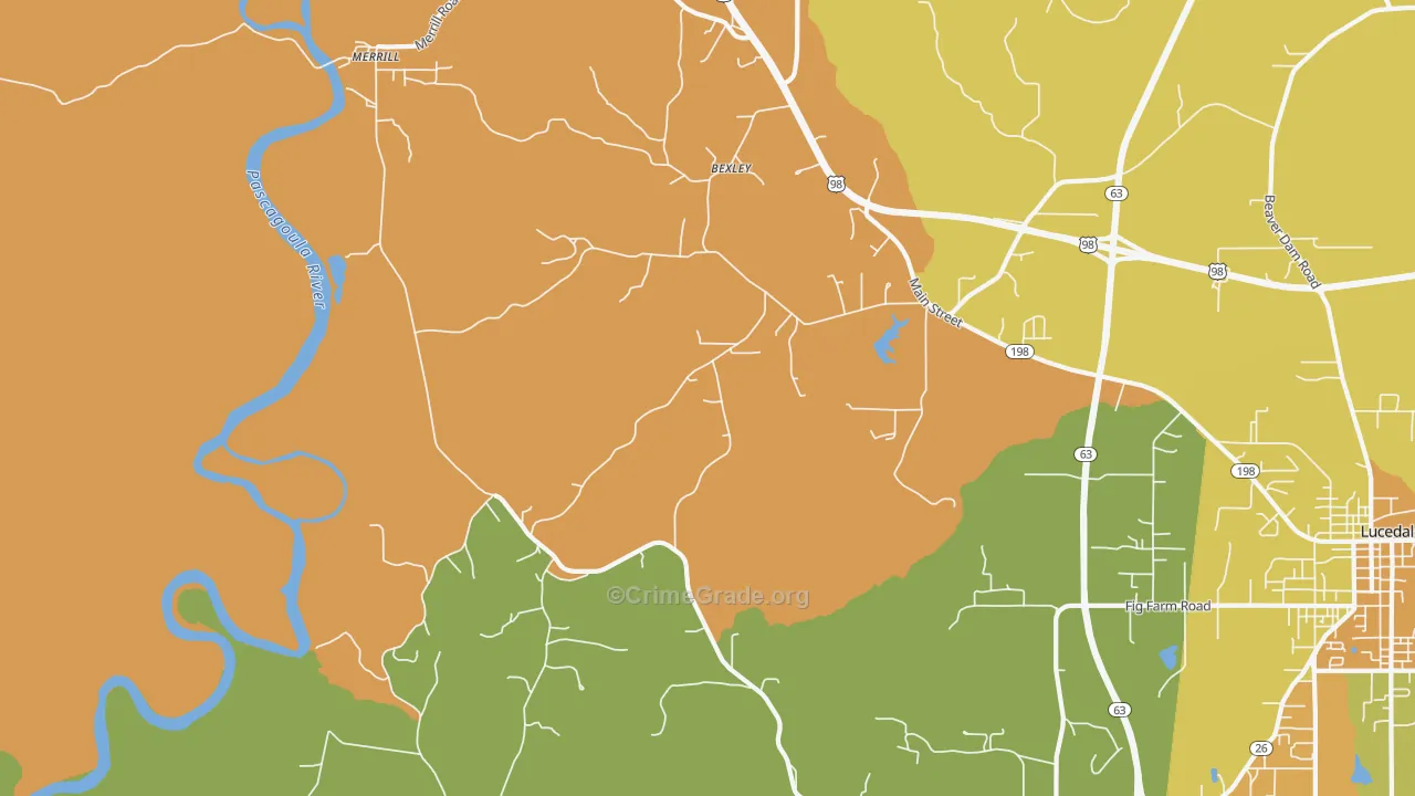 Bexley, MS Map of Vandalism Rates