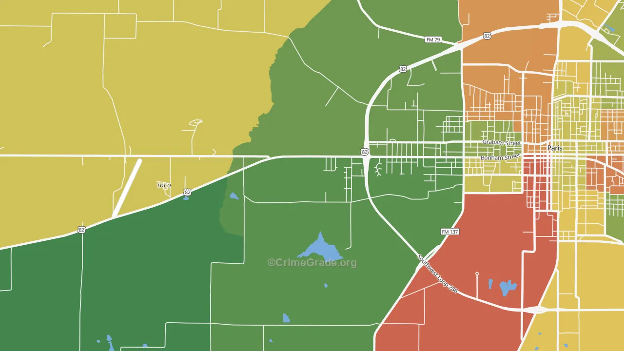 Biardstown, TX Map of Vandalism Rates