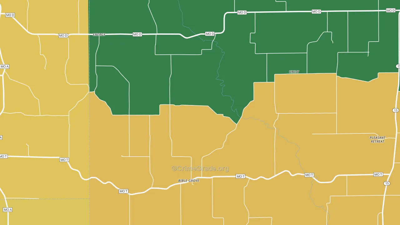 Bible Grove, MO Map of Vandalism Rates