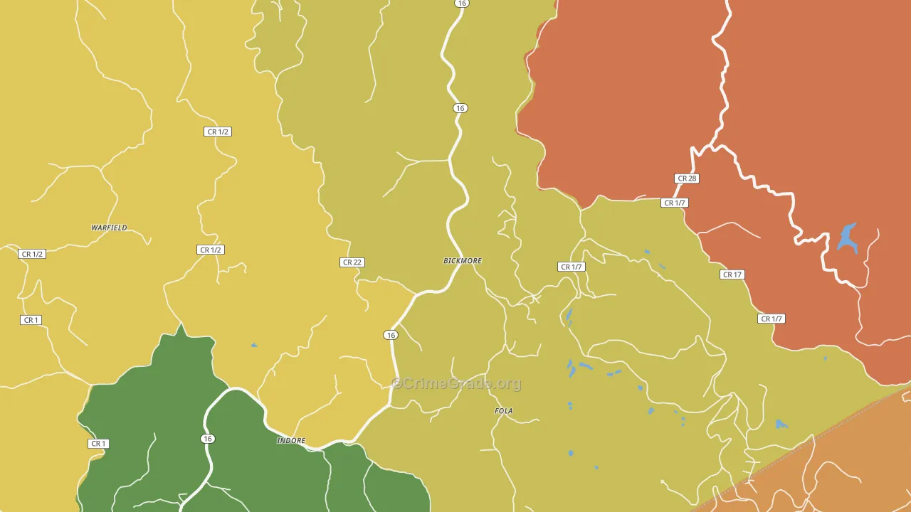 Bickmore, WV Map of Vandalism Rates