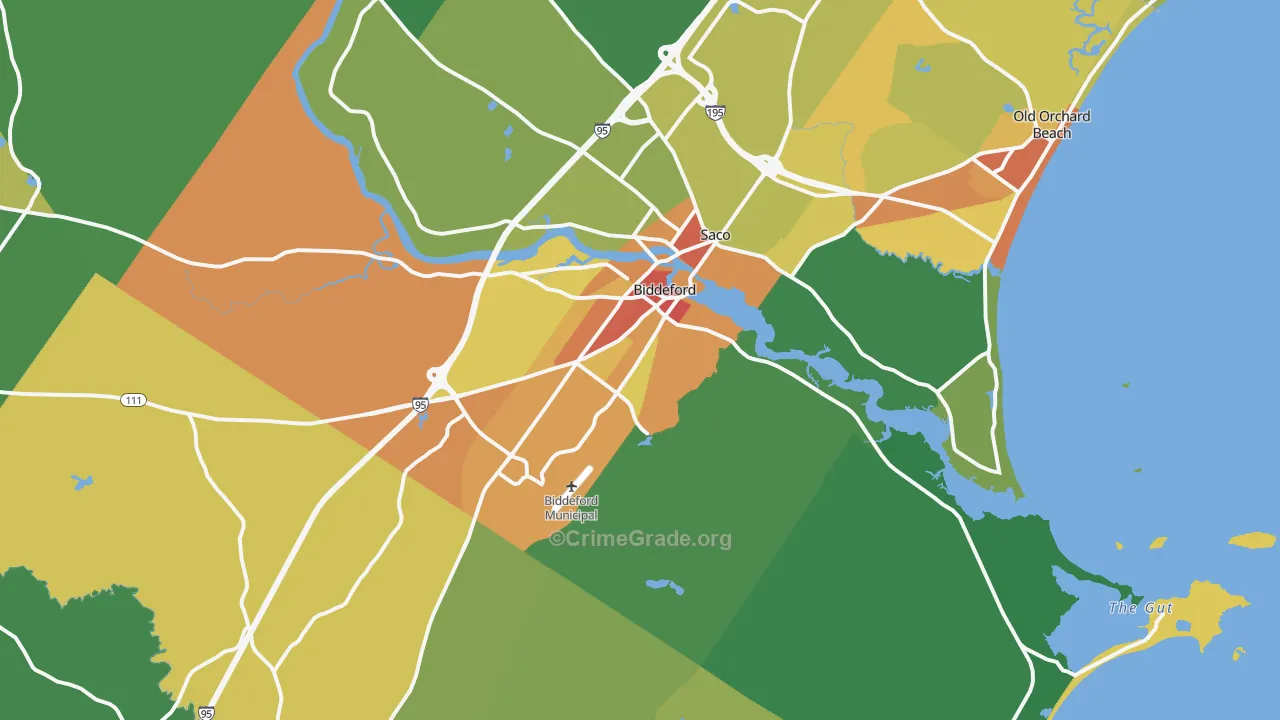 Biddeford, ME Map of Vandalism Rates