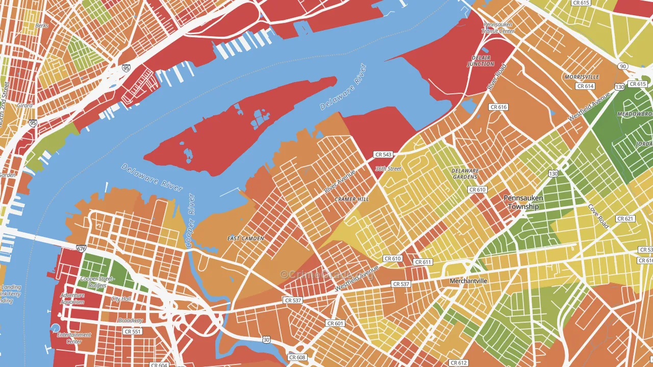 Biedeman, Camden, NJ Map of Vandalism Rates