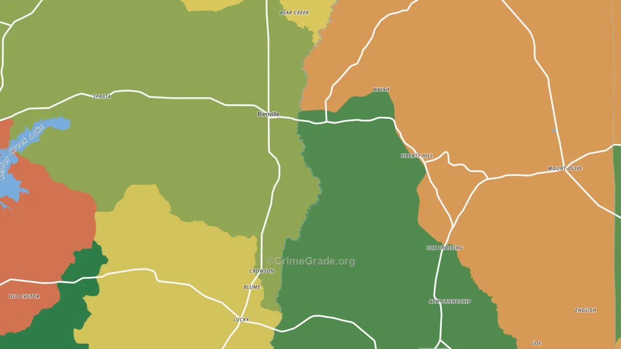 Bienville, LA Map of Vandalism Rates