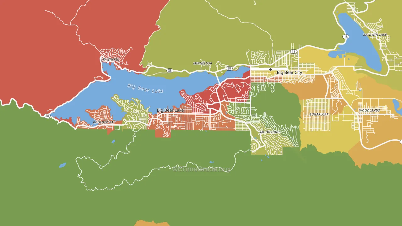 Big Bear Lake, CA Map of Vandalism Rates