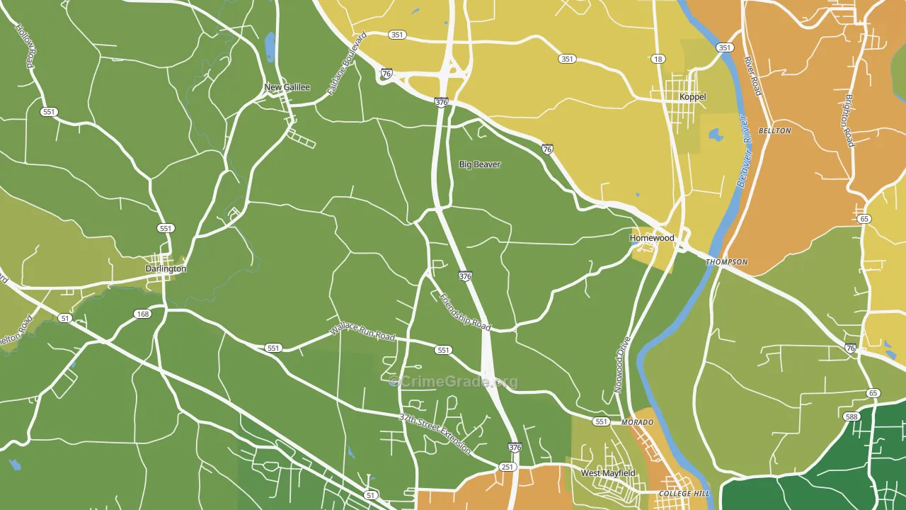 Big Beaver, PA Map of Vandalism Rates