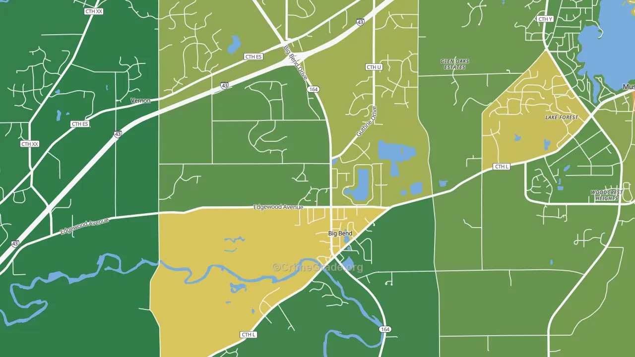 Big Bend, WI Map of Vandalism Rates
