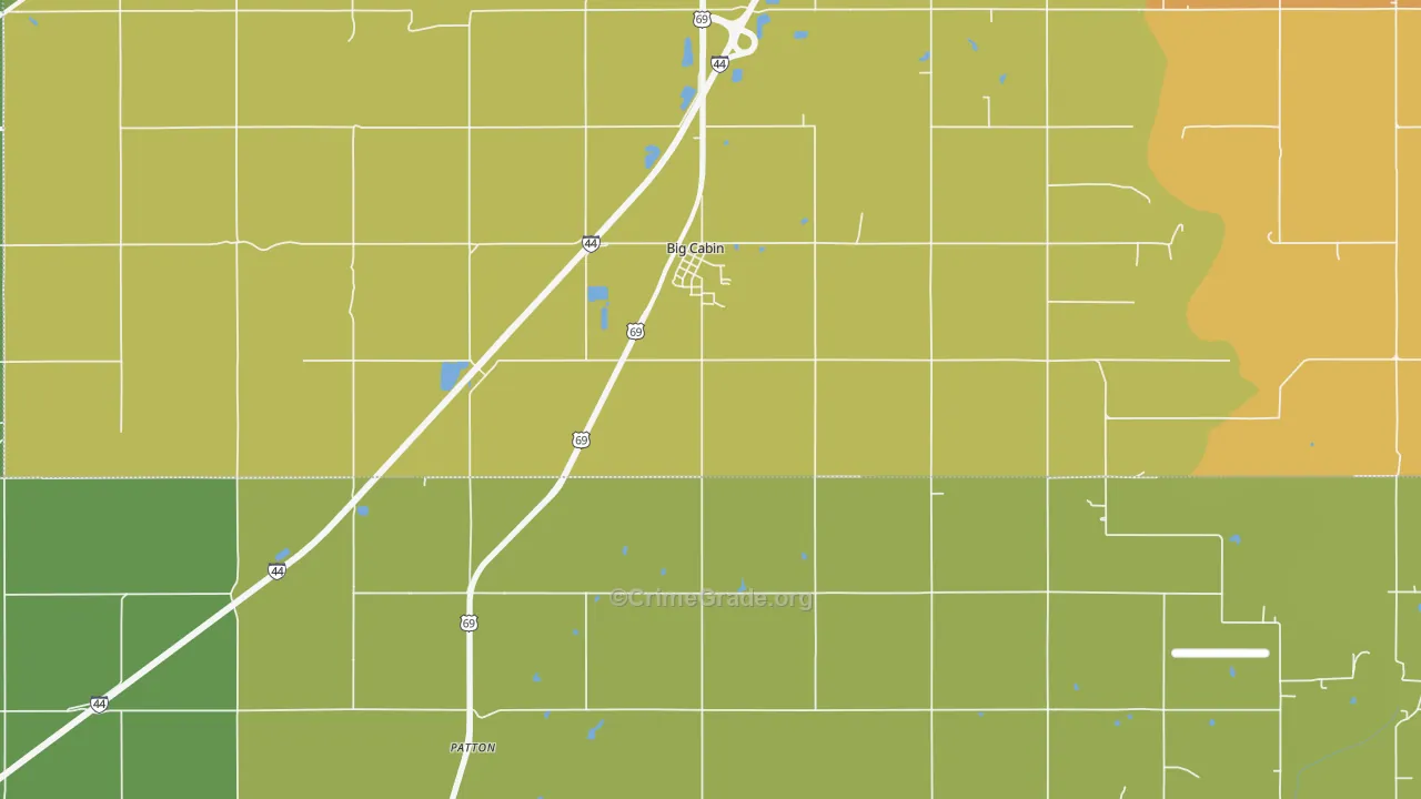 Big Cabin, OK Map of Vandalism Rates