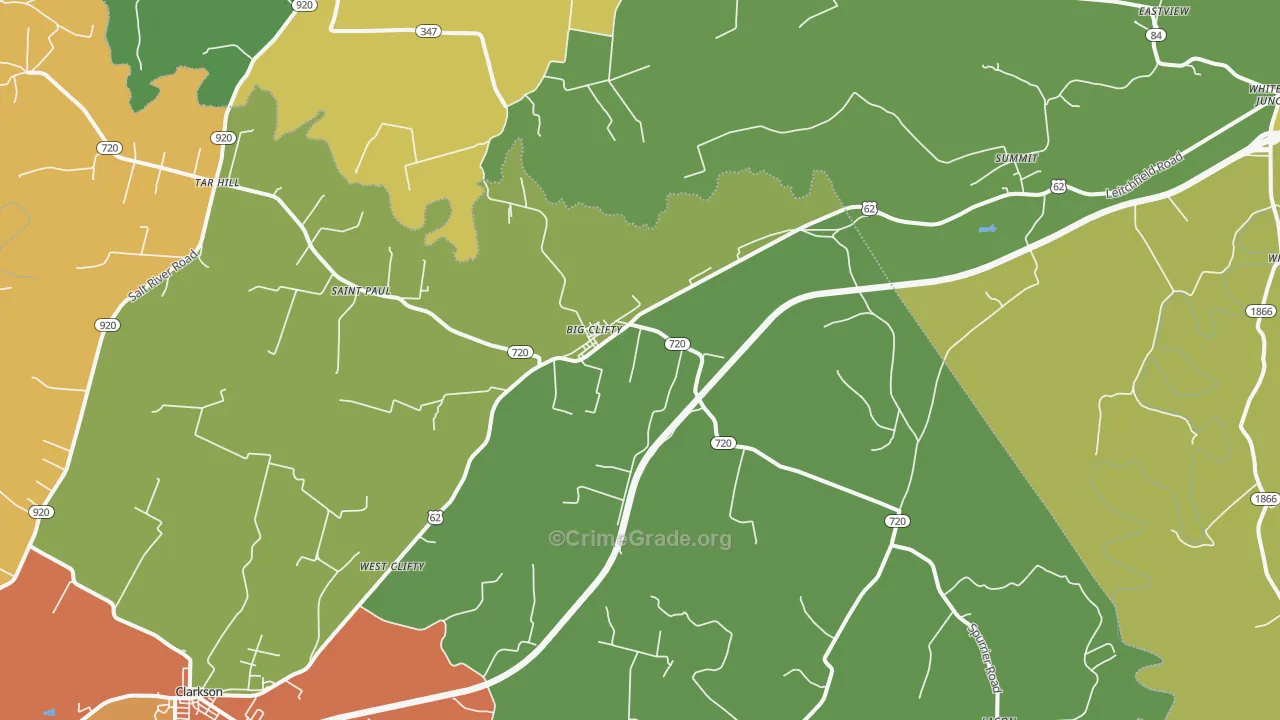 Big Clifty, KY Map of Vandalism Rates