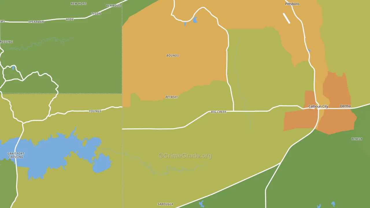Big Creek, MS Map of Vandalism Rates