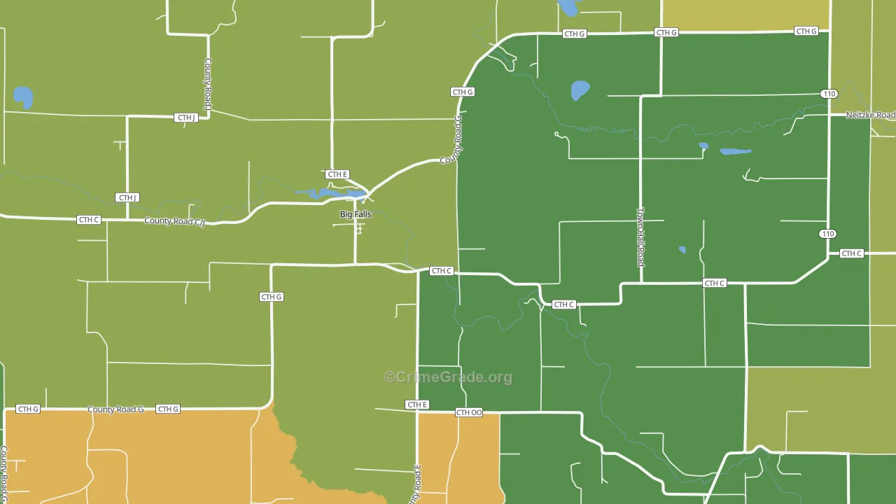 Big Falls, WI Map of Vandalism Rates