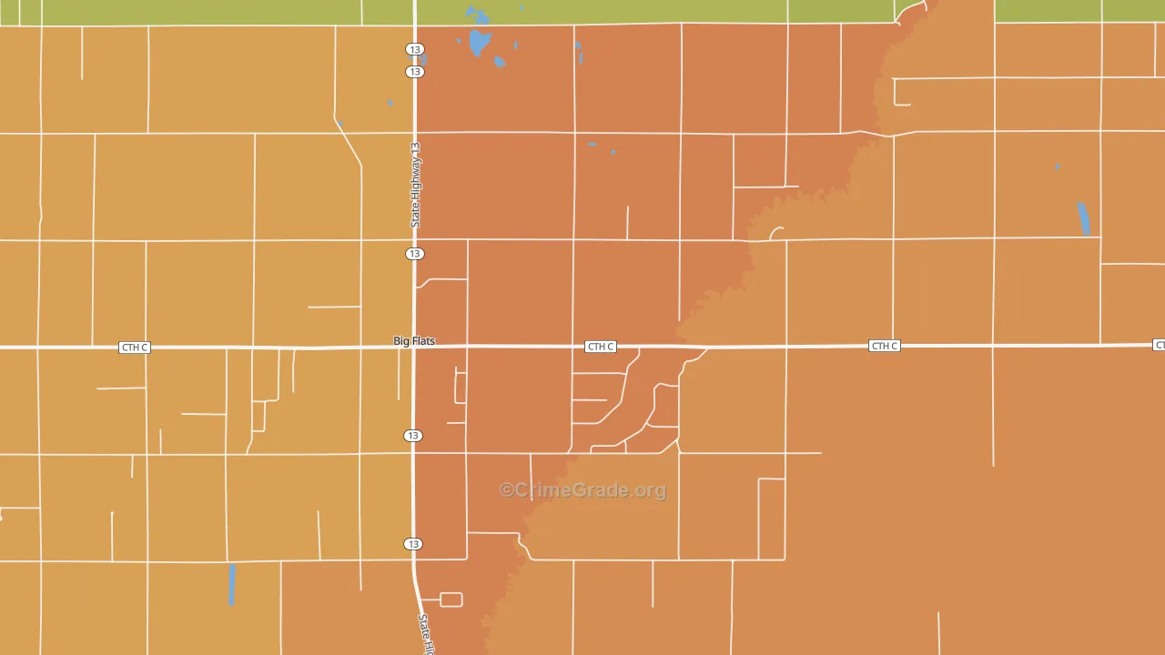 Big Flats, WI Map of Vandalism Rates