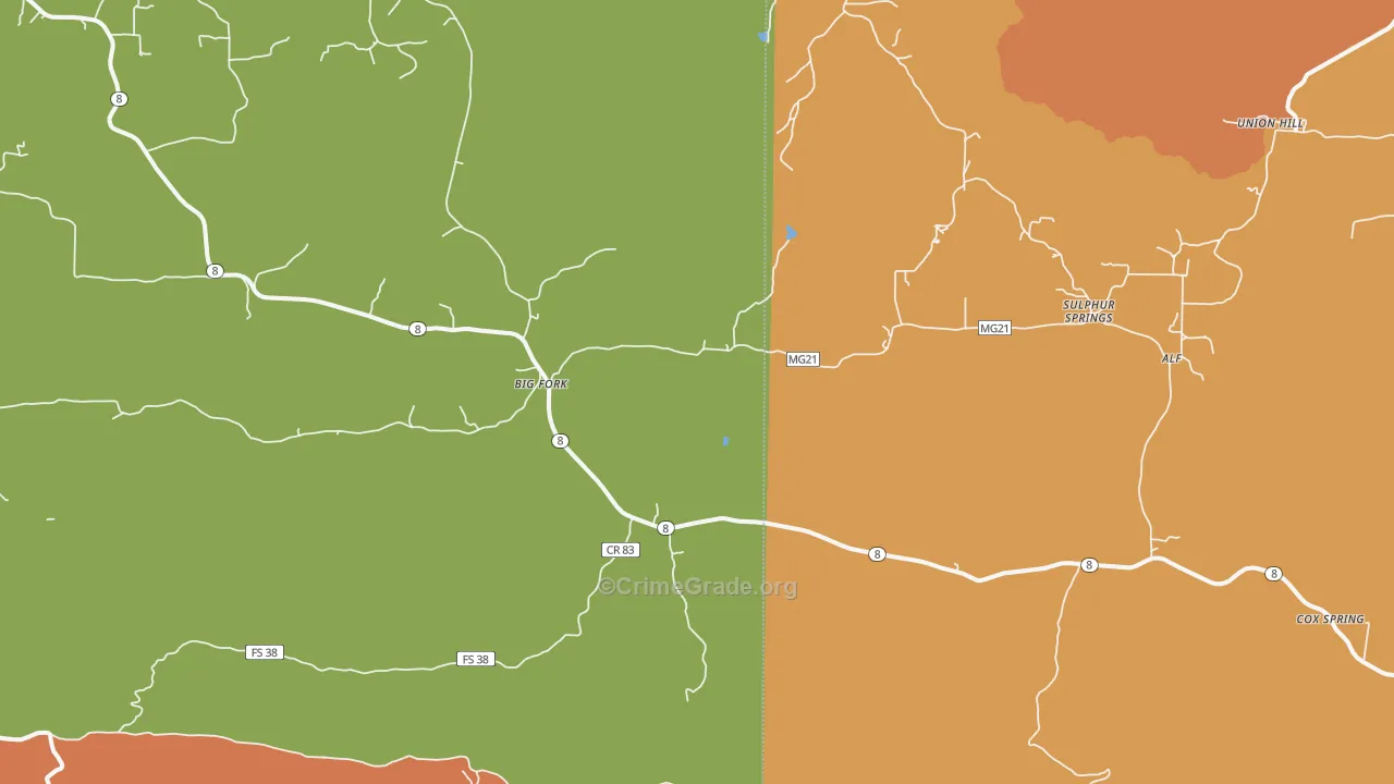 Big Fork, AR Map of Vandalism Rates