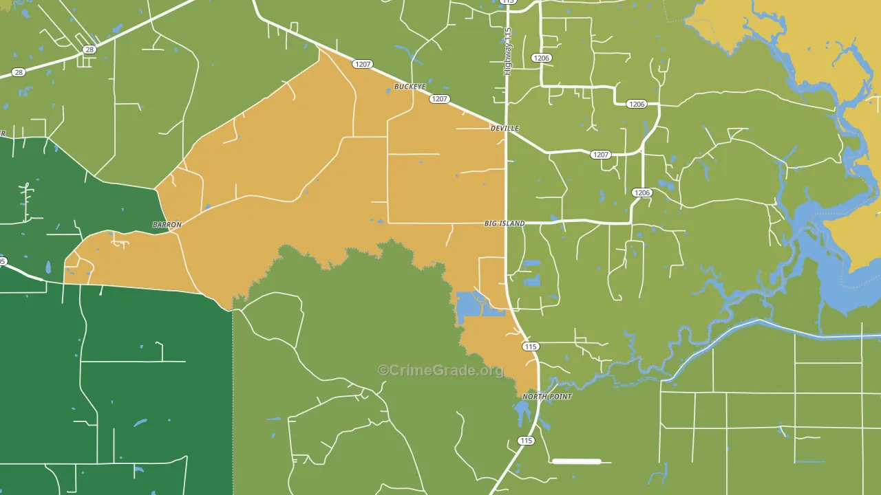 Big Island, LA Map of Vandalism Rates