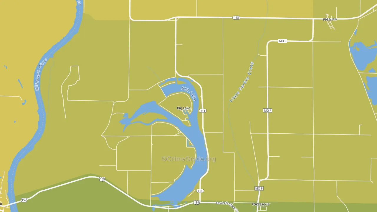 Big Lake, MO Map of Vandalism Rates