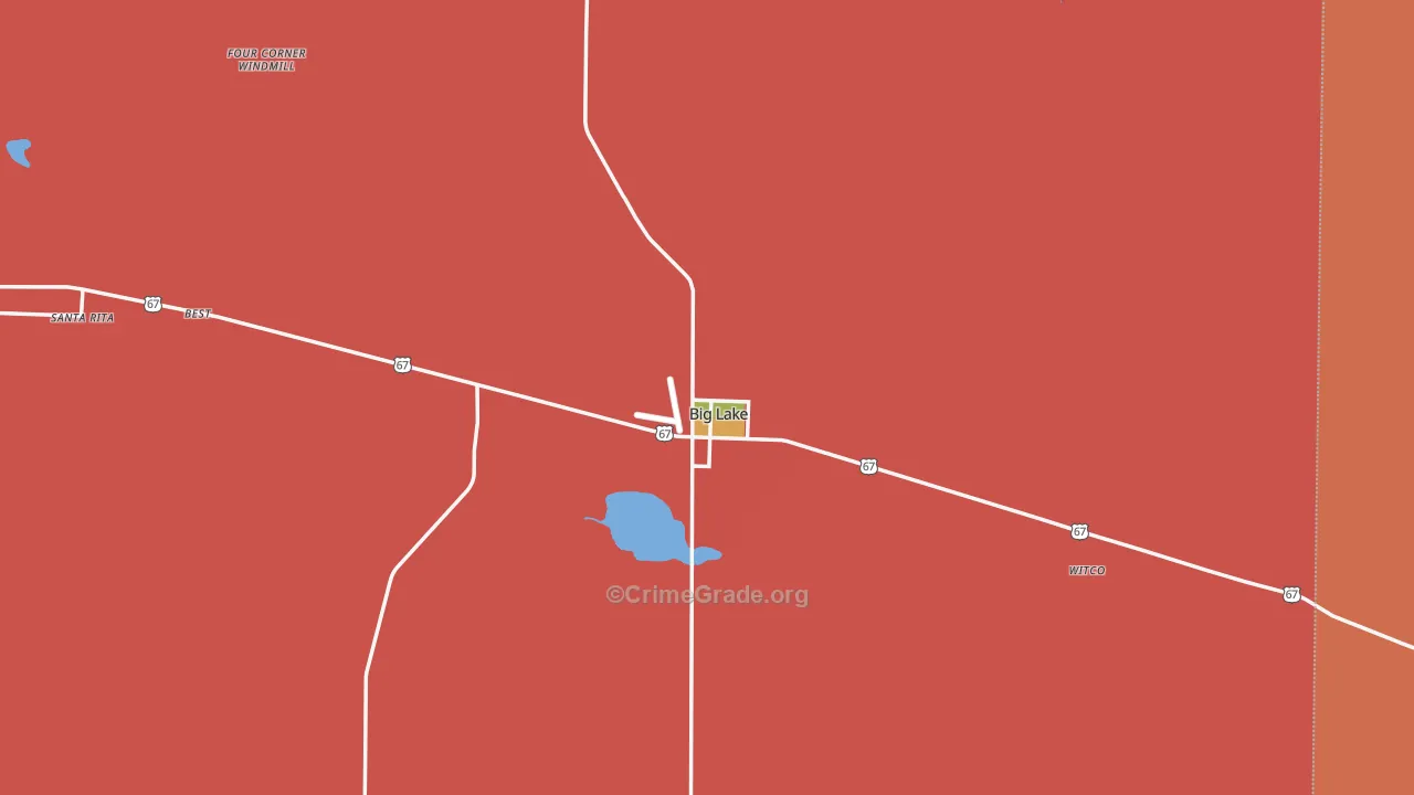 Big Lake, TX Map of Vandalism Rates