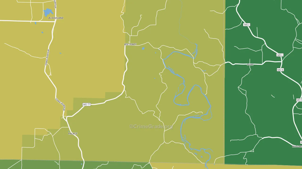 Big Piney, MO Map of Vandalism Rates