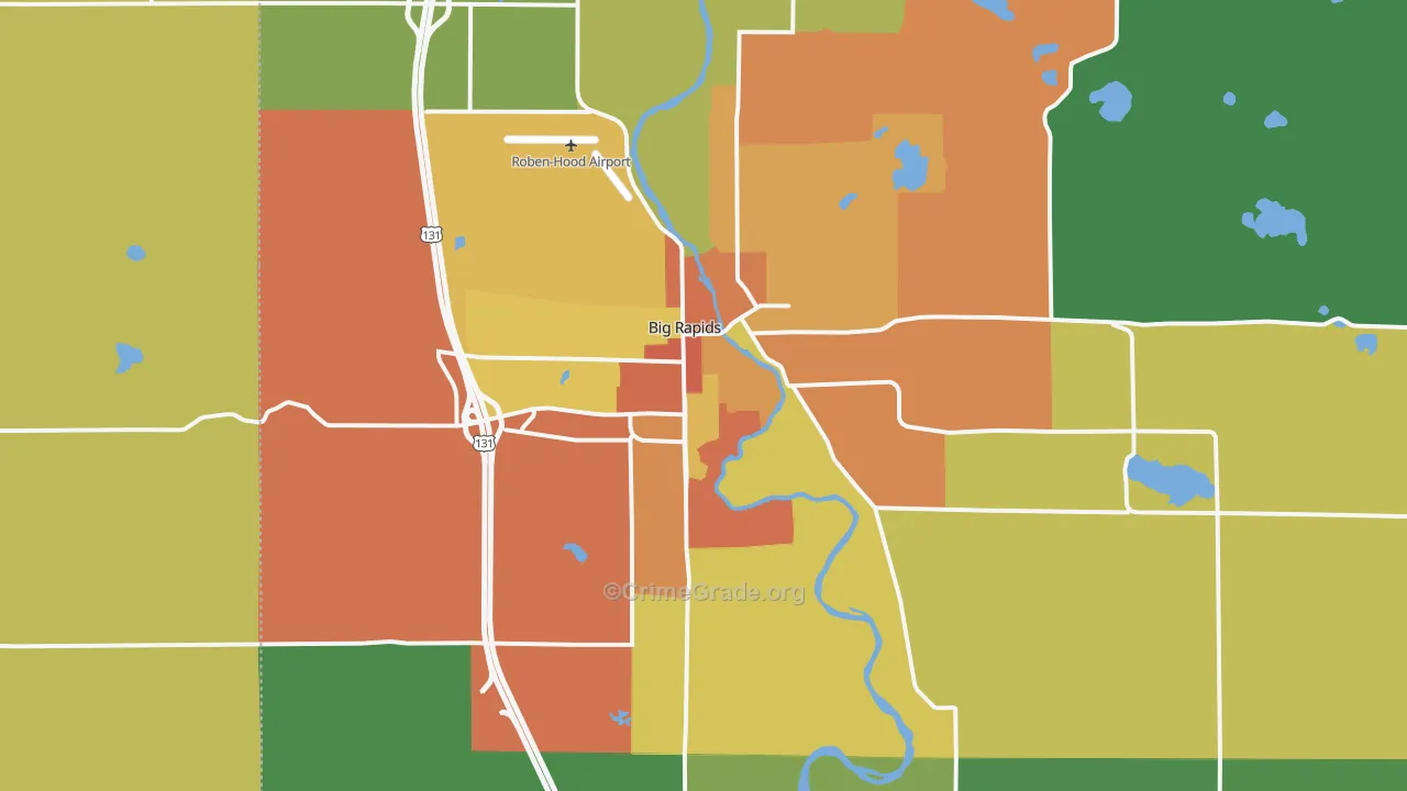 Big Rapids, MI Map of Vandalism Rates