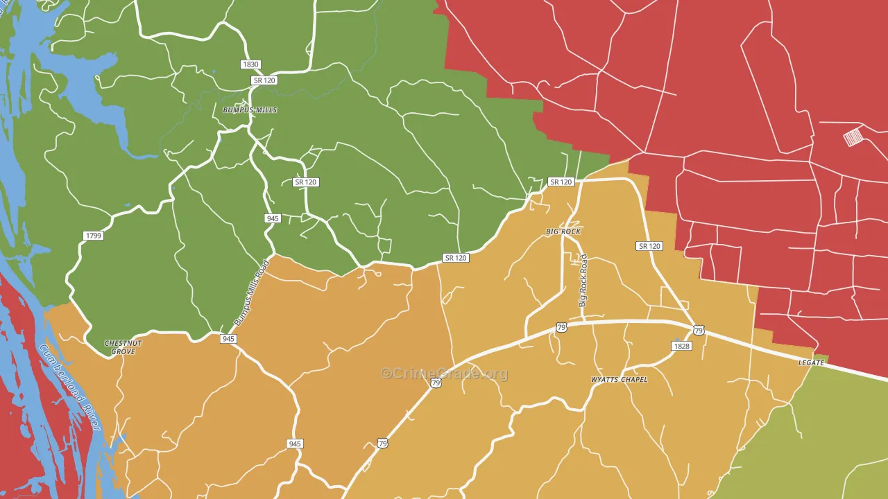 Big Rock, TN Map of Vandalism Rates