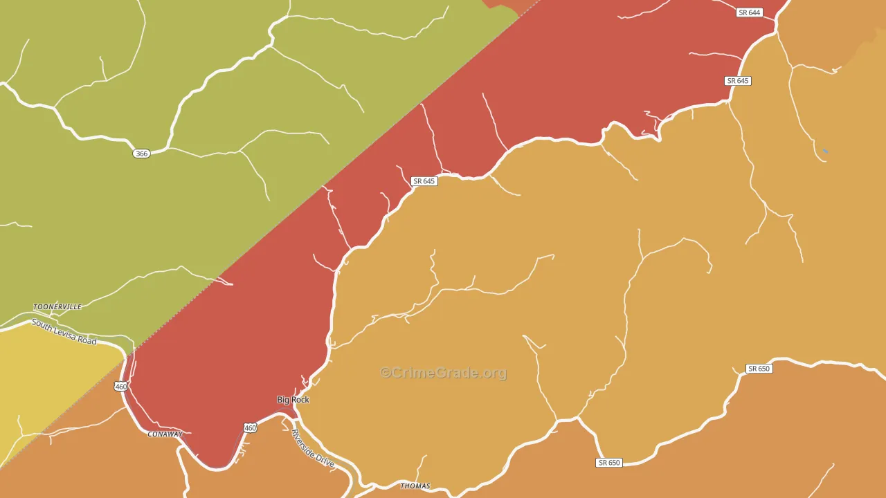 Big Rock, VA Map of Vandalism Rates