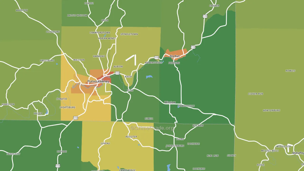 Big Run, PA Map of Vandalism Rates